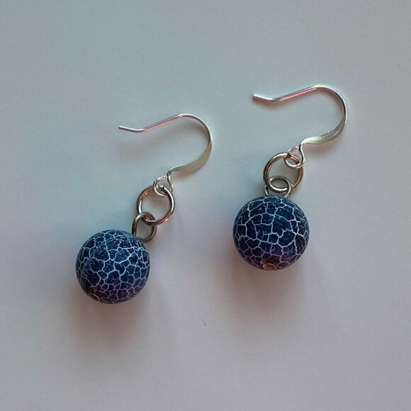 ❤️ Matte Crackle Agate Earrings - Picture 1 of 4